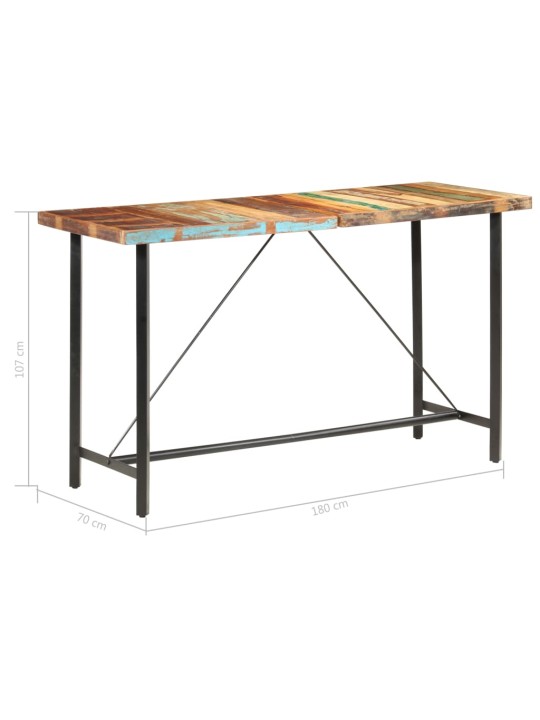 Baaripöytä 180x70x107 cm täysi kierrätetty puu