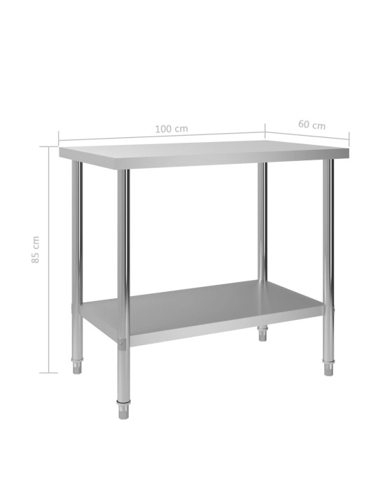 Keittiön työpöytä 100x60x85 cm ruostumaton teräs