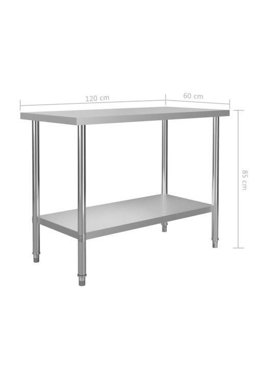 Keittiön työpöytä 120x60x85 cm ruostumaton teräs
