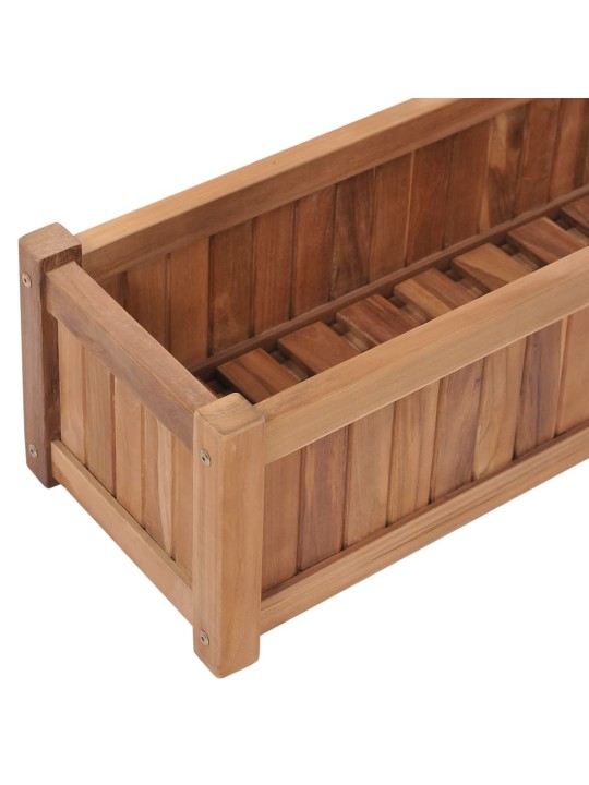 Korotettu kukkalaatikko 100x30x25 cm täysi tiikki