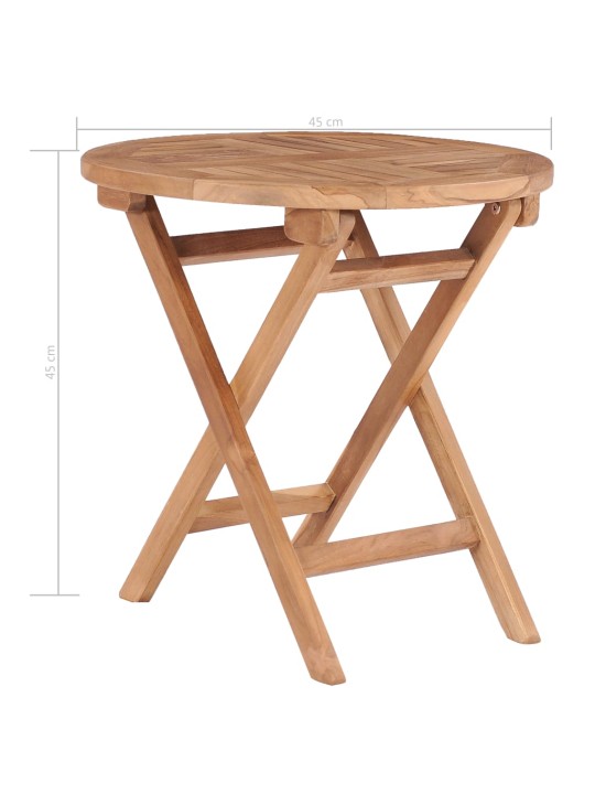 Kokoontaittuva puutarhapöytä 45 cm täysi tiikki