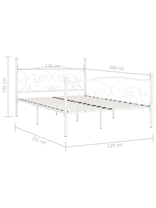 Sängynrunko sälepohjalla valkoinen metalli 120x200 cm