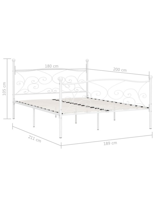 Sängynrunko sälepohjalla valkoinen metalli 180x200 cm