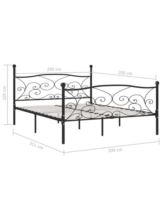 Sängynrunko sälepohjalla musta metalli 200x200 cm