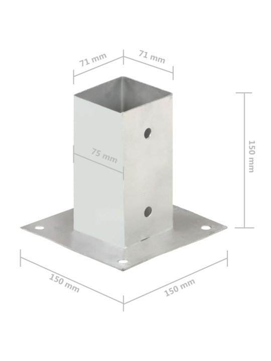 Aitatolpan jalat 4 kpl galvanoitua metallia 71 mm