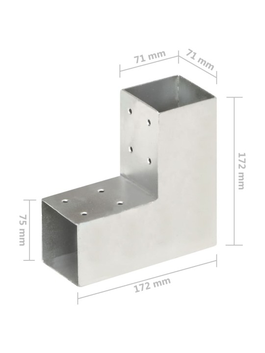 Tolppaliitin L-muoto galvanoitu metalli 71x71 mm