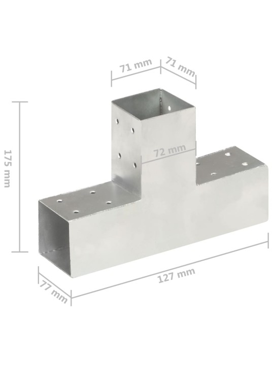 Tolppaliitin T-muoto galvanoitu metalli 71x71 mm