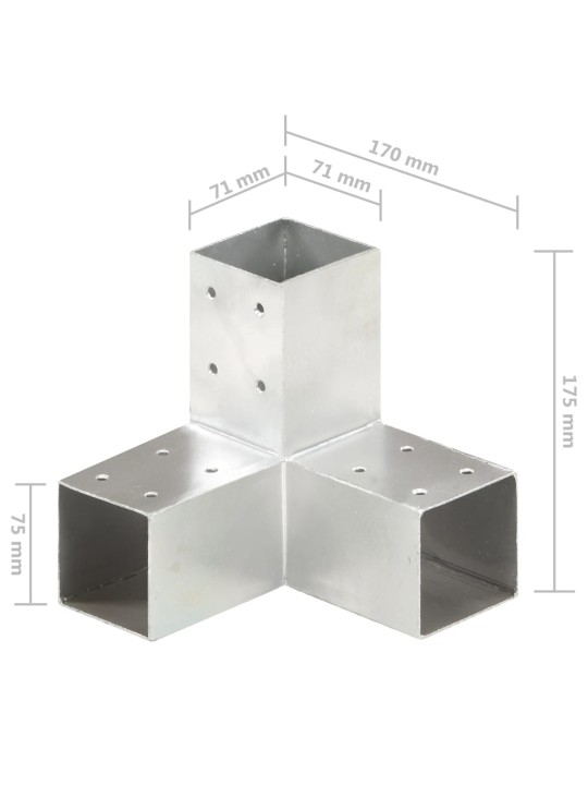 Tolppaliitin Y-muoto galvanoitu metalli 71x71 mm