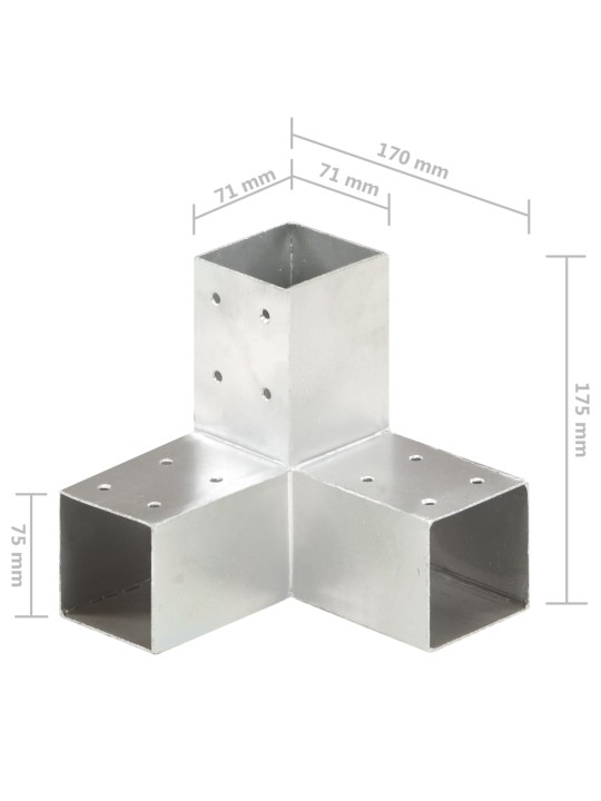 Tolppaliittimet 4 kpl Y-muoto galvanoitu metalli 71x71 mm