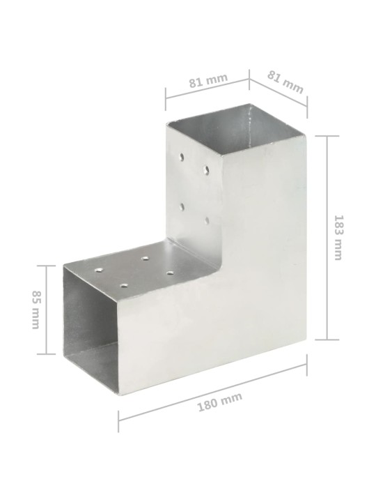 Tolppaliittimet 4 kpl L-muoto galvanoitu metalli 81x81 mm