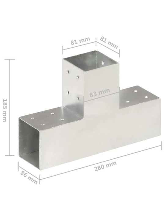 Tolppaliitin T-muoto galvanoitu metalli 81x81 mm