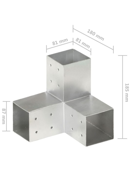 Tolppaliittimet 4 kpl Y-muoto galvanoitu metalli 81x81 mm