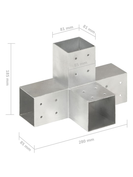 Tolppaliitin X-muoto galvanoitu metalli 81x81 mm