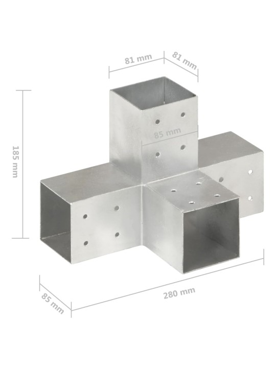 Tolppaliittimet 4 kpl X-muoto galvanoitu metalli 81x81 mm