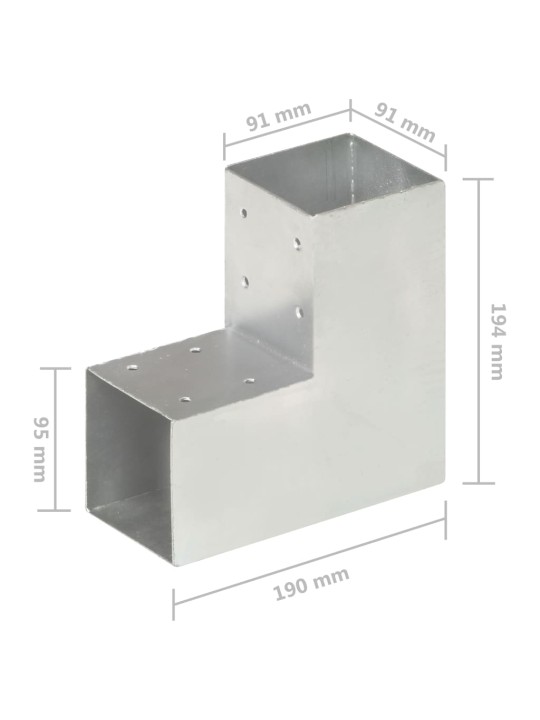 Tolppaliittimet 4 kpl L-muoto galvanoitu metalli 91x91 mm