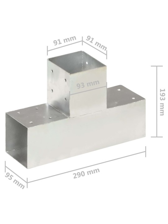 Tolppaliittimet 4 kpl T-muoto galvanoitu metalli 91x91 mm