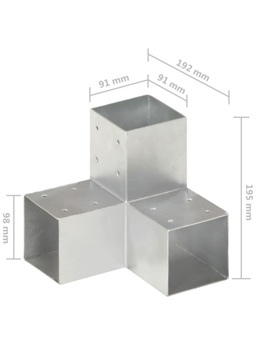 Tolppaliittimet 4 kpl Y-muoto galvanoitu metalli 91x91 mm