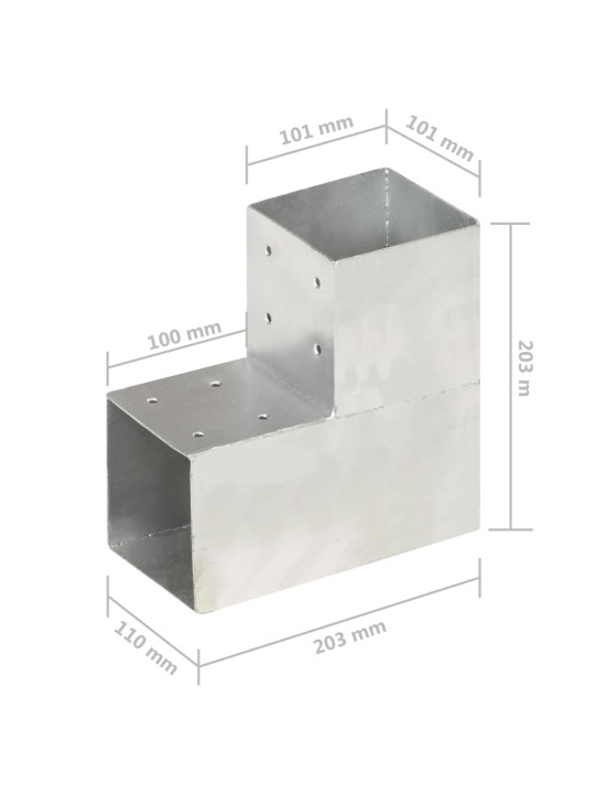 Tolppaliitin L-muoto galvanoitu metalli 101x101 mm