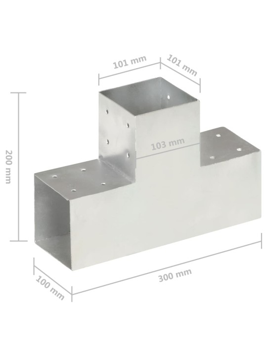 Tolppaliitin T-muoto galvanoitu metalli 101x101 mm