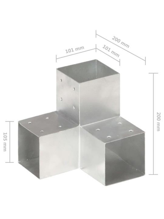 Tolppaliittimet 4 kpl Y-muoto galvanoitu metalli 101x101 mm