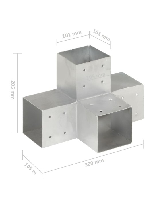 Tolppaliittimet 4 kpl X-muoto galvanoitu metalli 101x101 mm