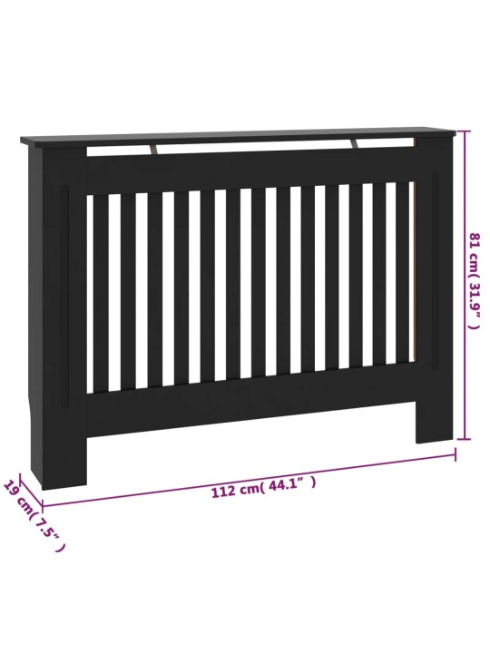 Lämpöpatterin suoja musta 112x19x81 cm MDF