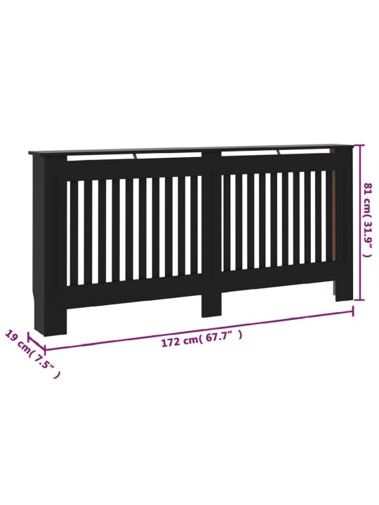 Lämpöpatterin suoja musta 172x19x81 cm MDF