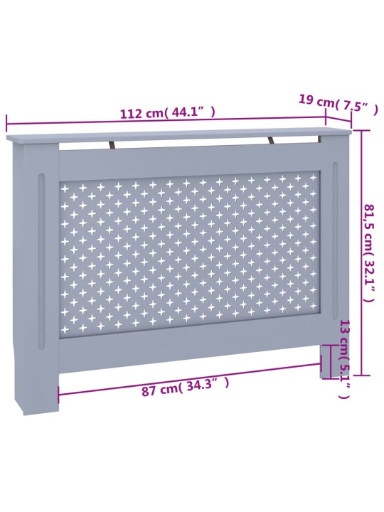 Lämpöpatterin suoja antrasiitti 112x19x81 cm MDF