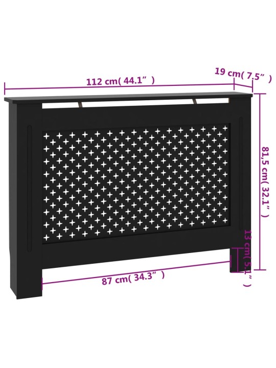 Lämpöpatterin suoja musta 112x19x81 cm MDF