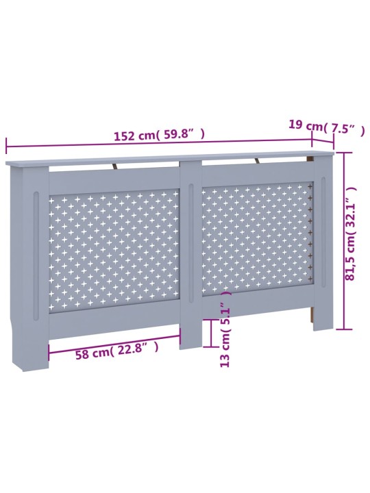 Lämpöpatterin suoja antrasiitti 152x19x81 cm MDF