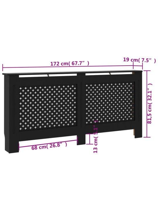 Lämpöpatterin suoja musta 172x19x81 cm MDF