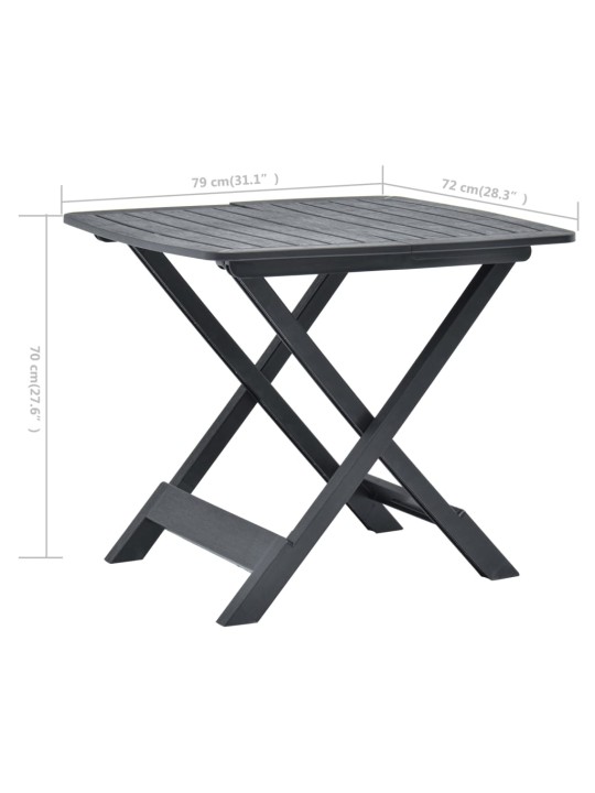 Kokoontaittuva puutarhapöytä antrasiitti 79x72x70 cm muovi