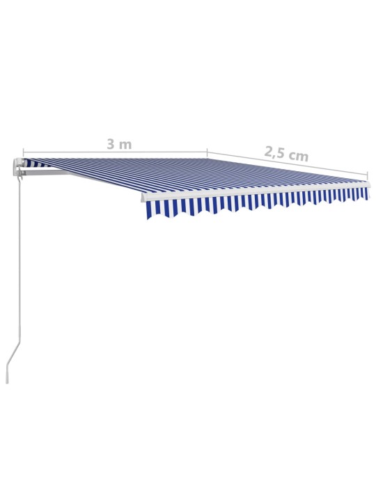 Manuaalisesti sisäänkelattava markiisi 300x250 cm sinivalkoinen