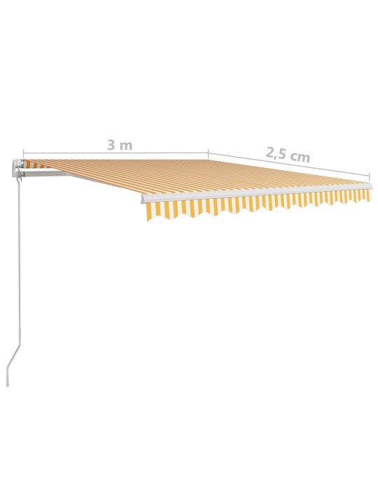 Manuaalisesti sisäänkelattava markiisi 300x250cm keltavalkoinen