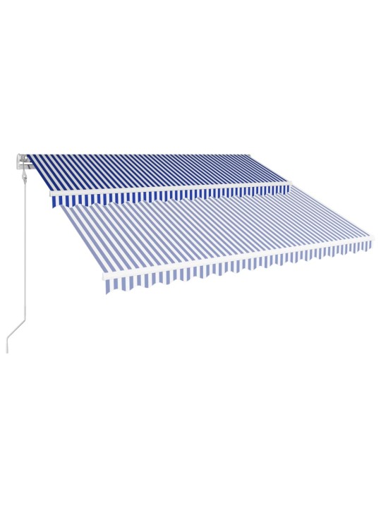 Automaattisesti sisäänkelattava markiisi 400x300cm sin ja valk.