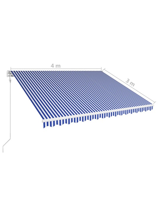 Automaattisesti sisäänkelattava markiisi 400x300cm sin ja valk.