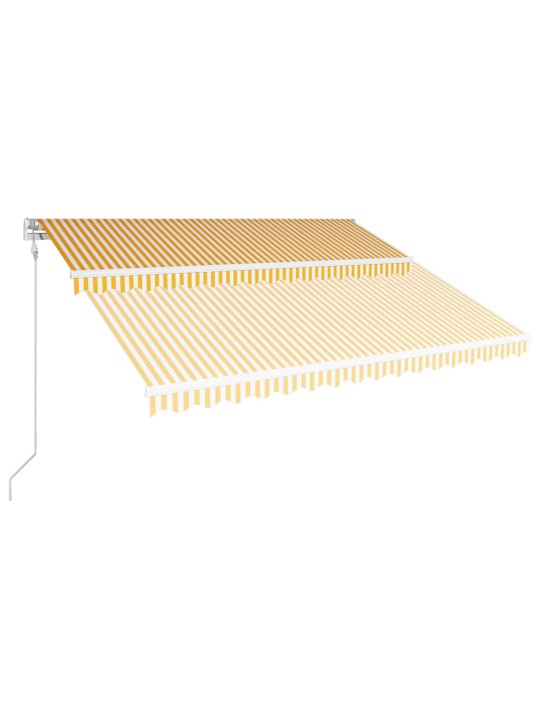 Automaattisesti sisäänkelattava markiisi 400x300cm kelt ja valk