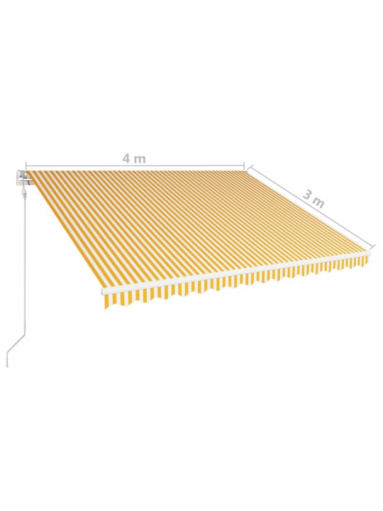 Automaattisesti sisäänkelattava markiisi 400x300cm kelt ja valk