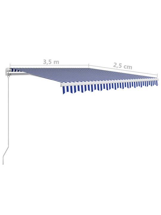 Manuaalisesti sisäänkelattava markiisi 350x250 cm sinivalkoinen