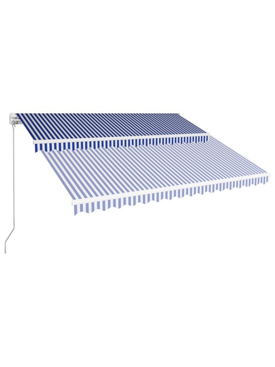 Manuaalisesti sisäänkelattava markiisi 400x300 cm sinivalkoinen