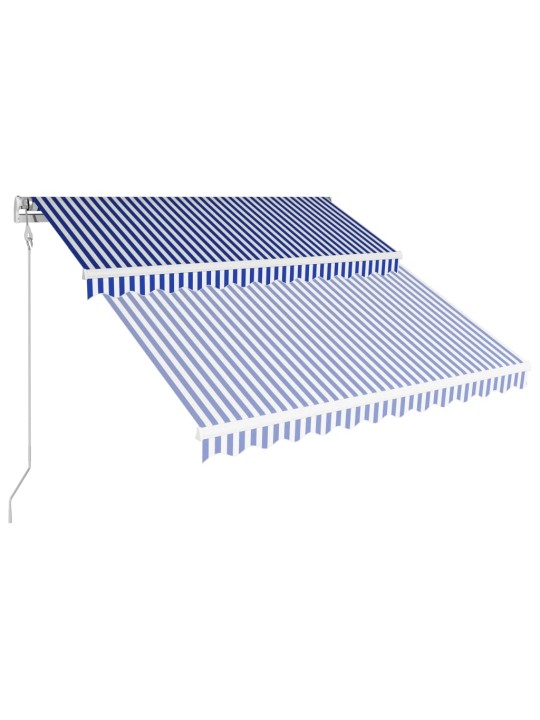 Automaattisesti sisäänkelattava markiisi 350x250 cm sin./valk.