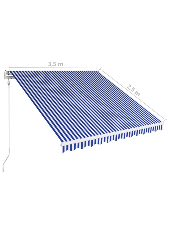 Automaattisesti sisäänkelattava markiisi 350x250 cm sin./valk.