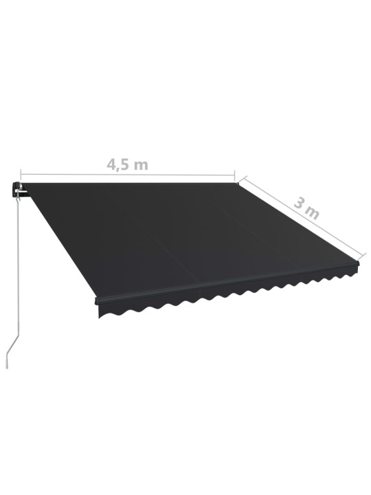 Sisäänkelattava markiisi LED-valoilla 450x300 cm antrasiitti