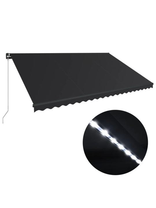 Manuaalisesti sisäänkelattava markiisi LED-valoilla 500x300 cm