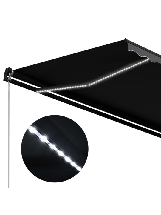 Manuaalisesti sisäänkelattava markiisi LED-valoilla 500x300 cm