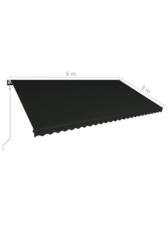 Sisäänkelattava markiisi tuulisensori LED 600x300cm antrasiitti