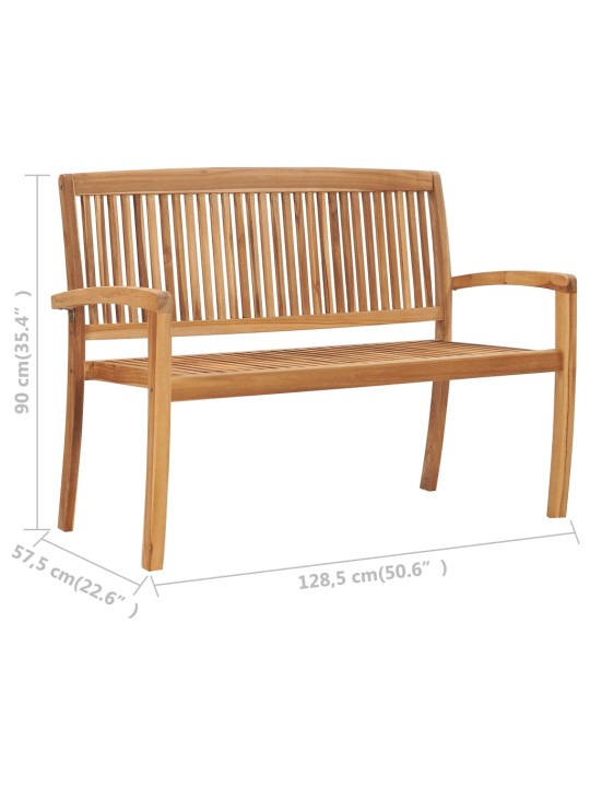 2-istuttava pinottava puutarhapenkki 128,5 cm täysi tiikki