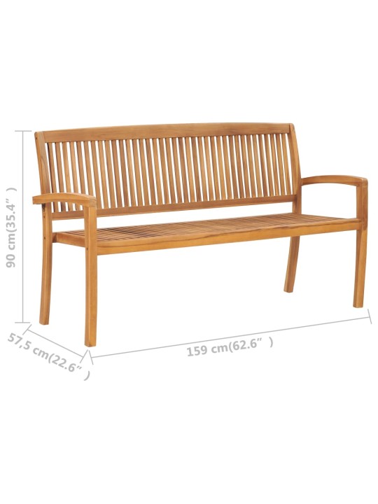 3-istuttava pinottava puutarhapenkki 159 cm täysi tiikki