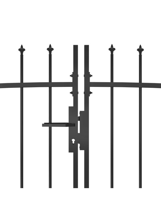 Puutarha-aidan portti keihäskärjillä 5x1,5 m musta