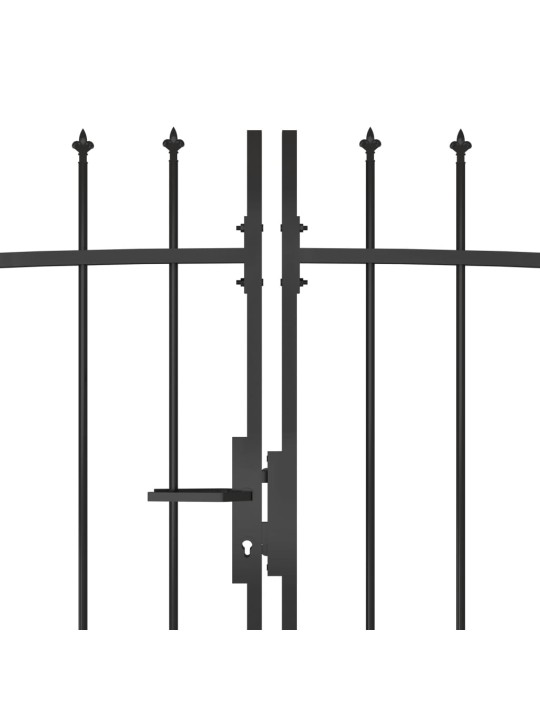Puutarha-aidan portti keihäskärjillä 5x2,25 m musta
